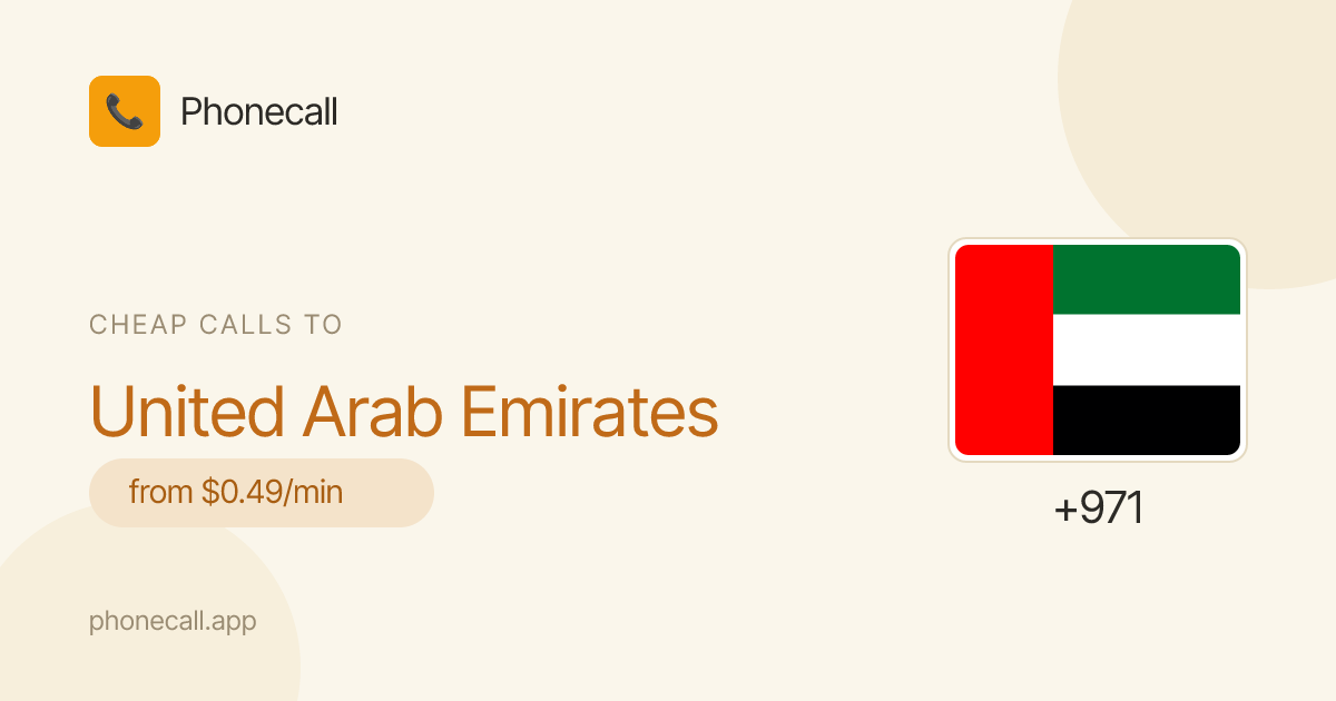 Uae Country Code International Calls to United Arab Emirates – Rates from $0.49/min