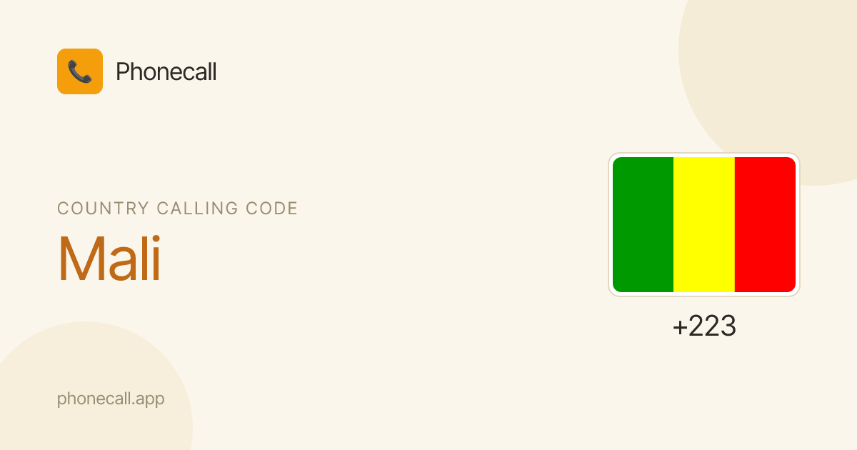 Mali country code (+223) - formats & examples